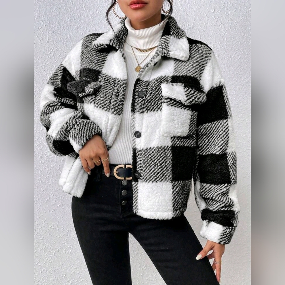 Plaid Black and White Women's Jacket